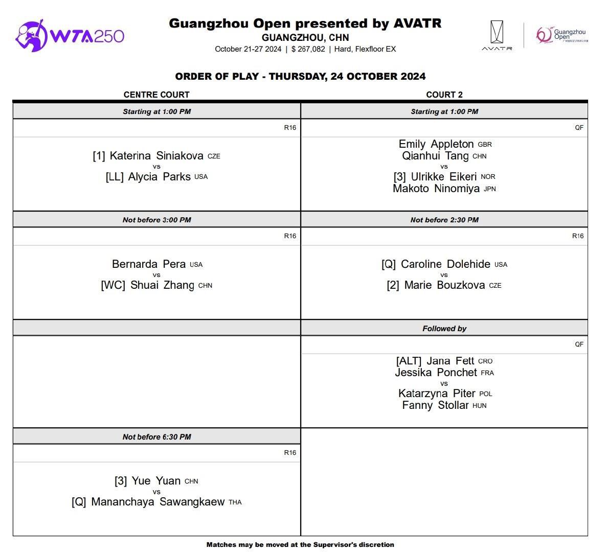 赛程来了！看郑钦文WTA500东京站首秀