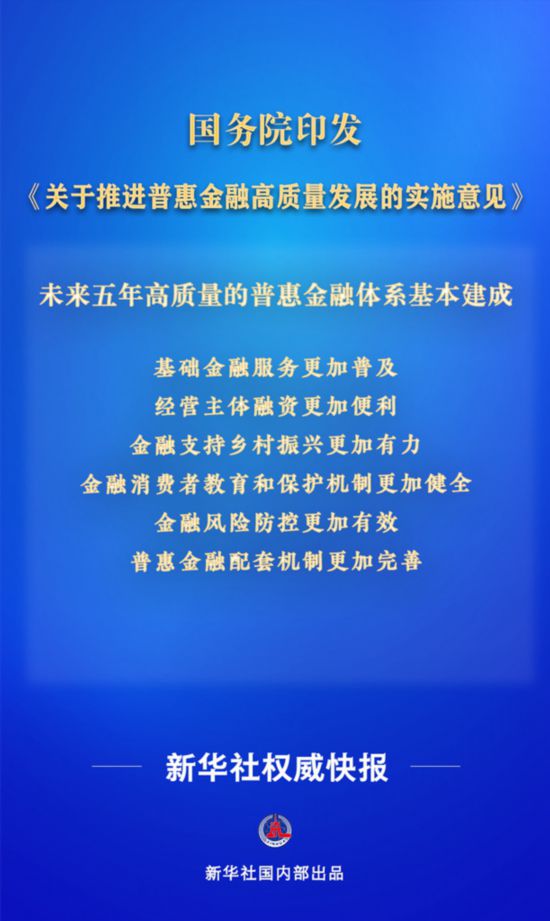 我国明确普惠金融高质量发展目标 推动重点领域信贷服务提质增效